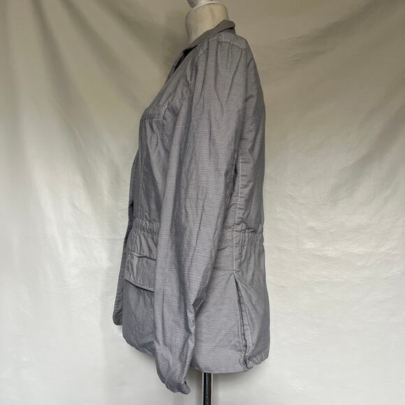 Fossil Stripe Womens Blazer Sz S Lightweight One Button Academia Ruched Utility - Picture 5 of 11